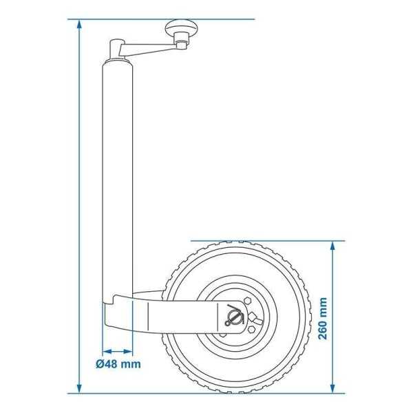 Roue jockey 48mm jante métal avec pneu d'aire 260x85mm | ProPlus | ...