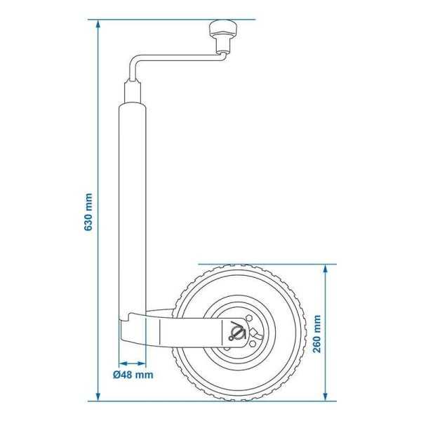Roue jockey 48mm jante métal avec pneu PU 260x85mm | ProPlus | Roue...