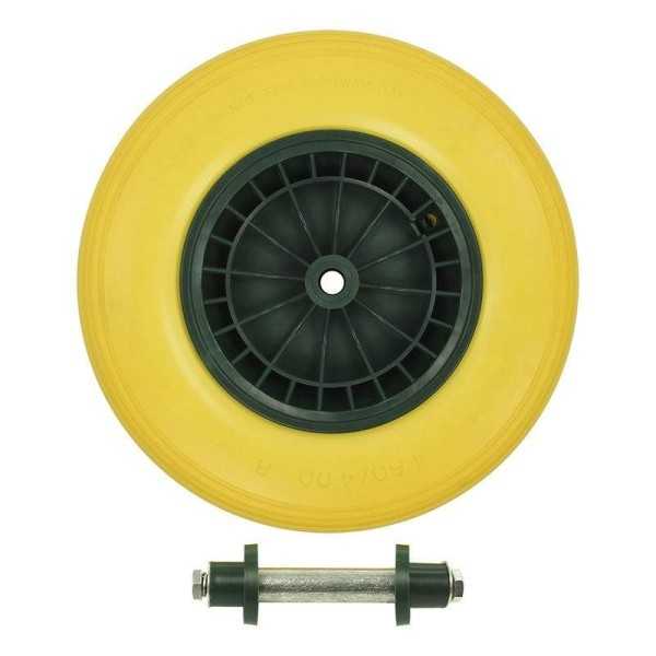 Roue PU avec jante plastique 16" 4.00-8 incl. essieu