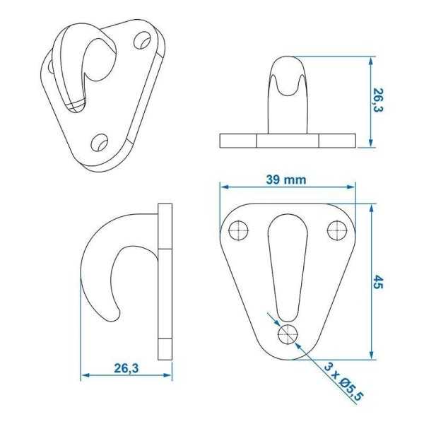 Crochet plastique pour corde 45x39mm 10 pièces dans blister | ProPl...