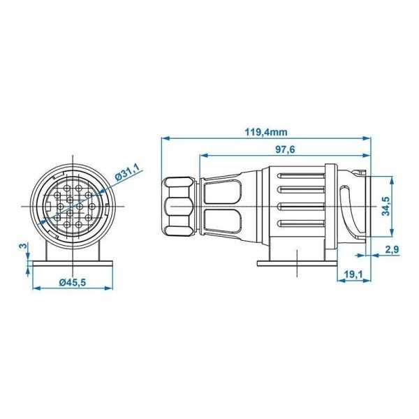 Fiche 13-pôles PVC type Jaeger dans blister | ProPlus | Prise Remor...