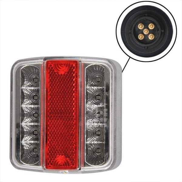 Feu arrière 4 fonctions 98x105mm 14LED avec 5-pôles EC dans blister...