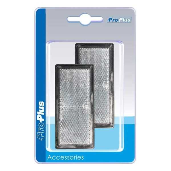 RÃ©flecteur blanc 85x39mm adhÃ©sif avec plaque de base 2pcs. dans blister