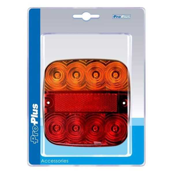 Feu arriÃ¨re 12V 5 fonctions 107x107mm 8LED dans blister