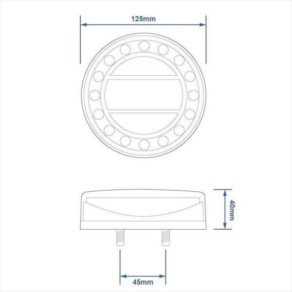 Feu arrière 12 24V 4 fonctions 125mm LED | ProPlus | Éclairage