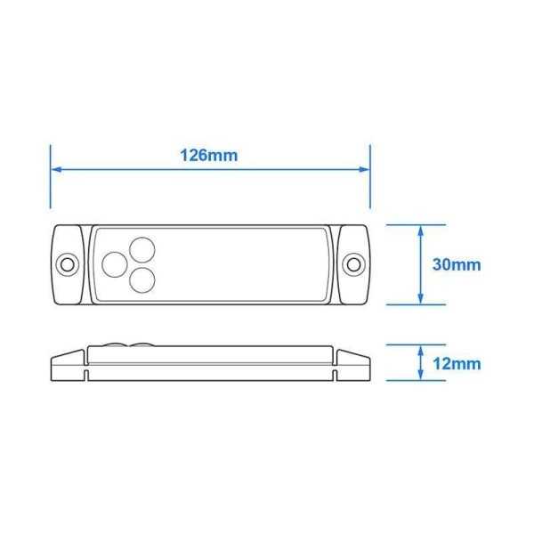 Feu de position latéral 12 24V orange 126x30mm LED dans blister | P...