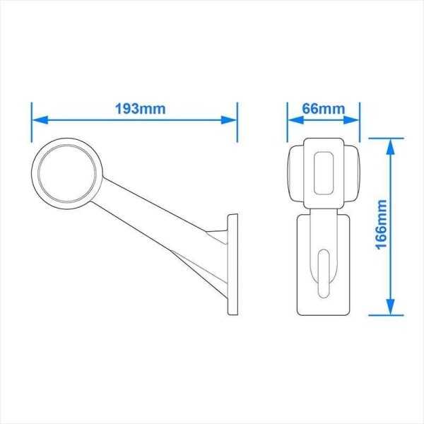 Feu de gabarit 12 24V rouge blanc 166x193mm LED droite dans blister...