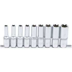 Jeu de douilles profil E longues 12 5 mm 1/2" E10 E24 9 piÃ¨ces