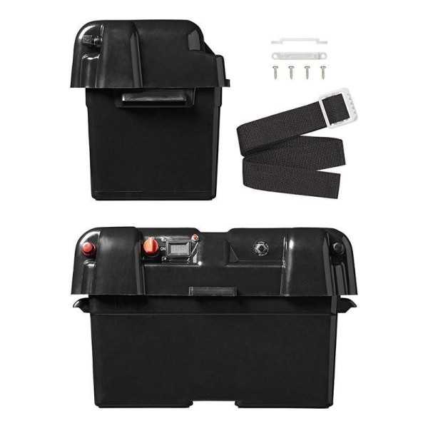 Boîte à batterie 35x18x20cm 2x USB - 1x prise 12V - Voltmètre | Pro...