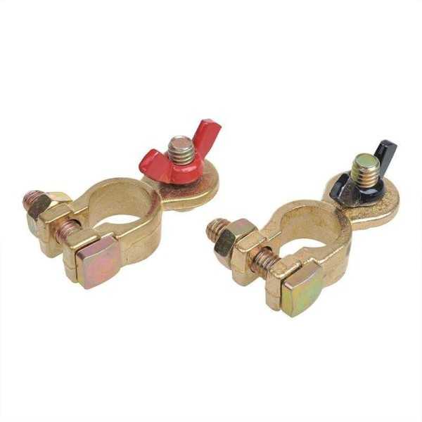 Set de cosses de connexion de batterie ( et) et (-) avec Ã©crou papillon rouge noir