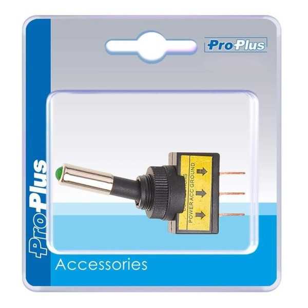 Interrupteur Ã  levier LED vert 12V-max. 20A dans blister