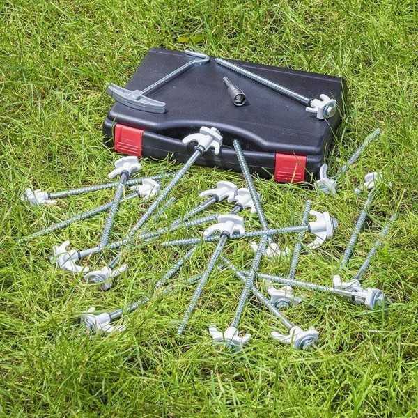 Piquets de tente vissable jeu de 20 pcs 20cm en métal avec crochet ...