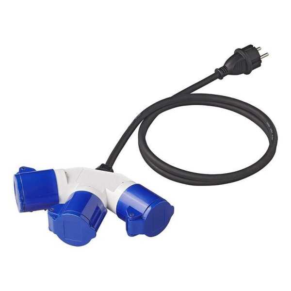 5mmÂ² fiche Schuko vers prise 3xCEE