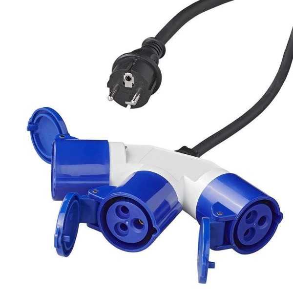 Câble adaptateur 150cm 3x2,5mm² fiche Schuko vers prise 3xCEE | Pro...