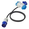 Câble adaptateur 150cm 3x1,5mm² fiche CEE vers prise 2xSchuko et 1x...