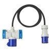 Câble adaptateur 150cm 3x1,5mm² fiche CEE vers prise 2xSchuko et 1x...