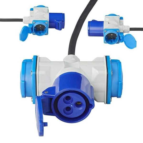 Câble adaptateur 150cm 3x1,5mm² fiche CEE vers prise 2xSchuko et 1x...