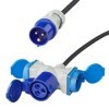 Câble adaptateur 150cm 3x2,5mm² fiche CEE vers prise 2xSchuko et 1x...