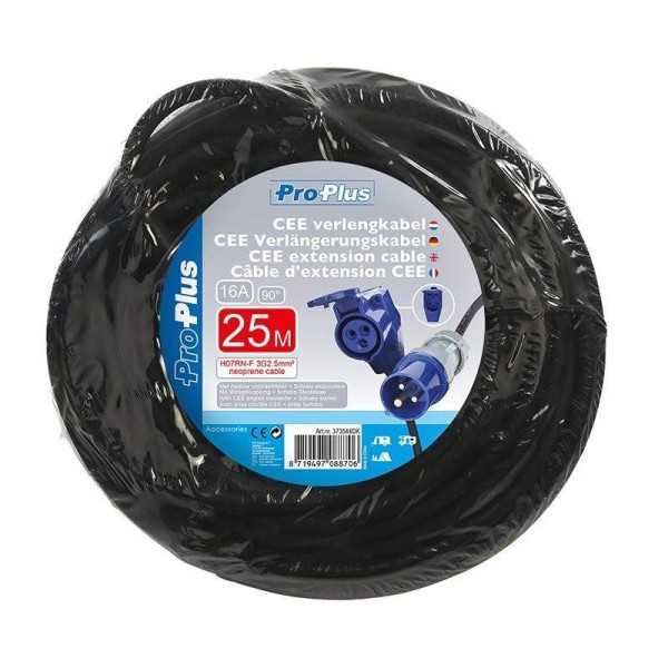 Câble d'extension CEE 25M avec prise coudée CEE et prise Schuko 3x2...
