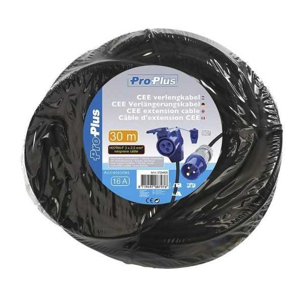 Câble d'extension CEE 30M avec prise coudée CEE et prise Schuko 3x2...