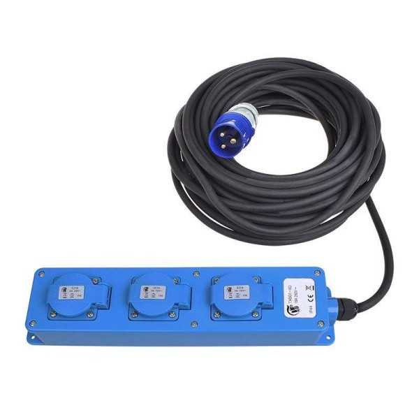 Triple prise (2xSchuko et 1x2-USB) 20M CEE