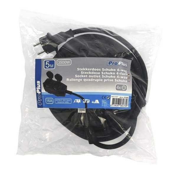 Rallonge quadruple prise Schuko 5M | ProPlus | Prise & Rallonge