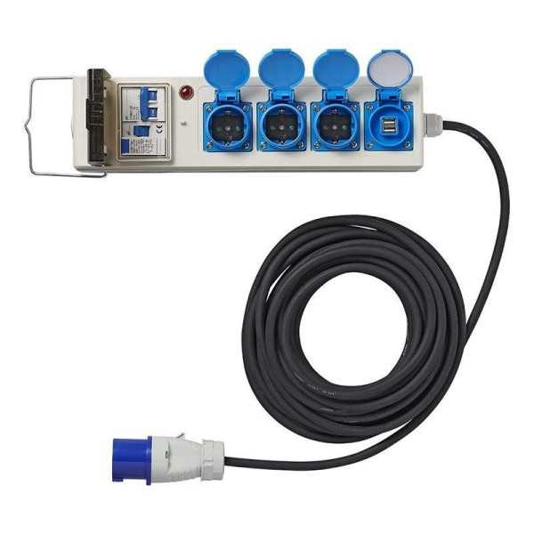 Prise multiple 10M 3x2,5mm² avec MCCB et RCD et 2xUSB | ProPlus | P...
