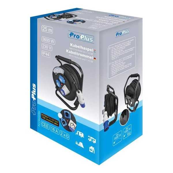 Enrouleur électrique CEE 25M 3x2,5mm² (2x Schuko et 1x CEE) | ProPl...