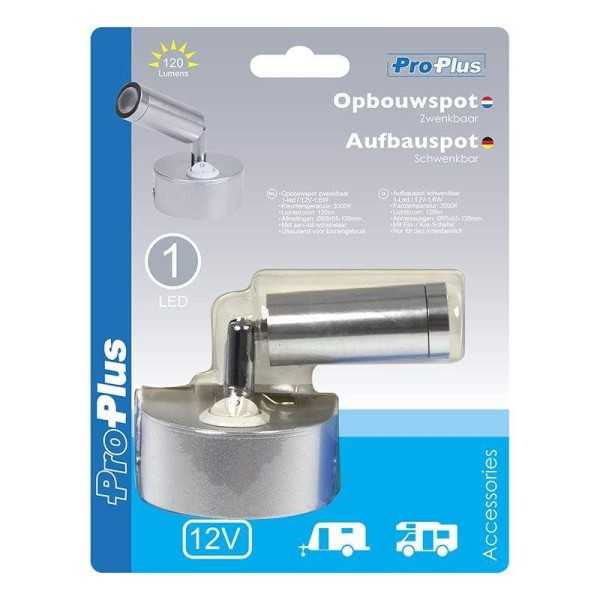 Spot monté en surface 1-led pivotante 12V 120lm 65x65-130mm | ProPl...