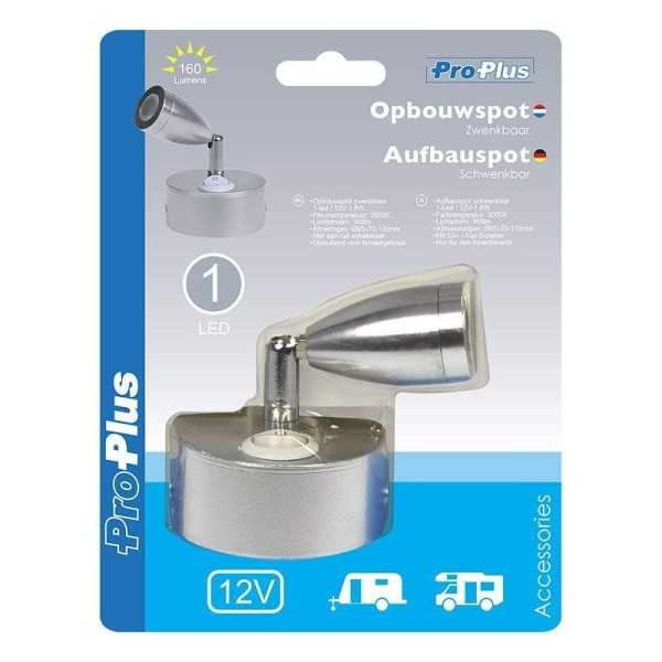 Spot monté en surface 1-led pivotante 12V 160lm 65x70-110mm | ProPl...