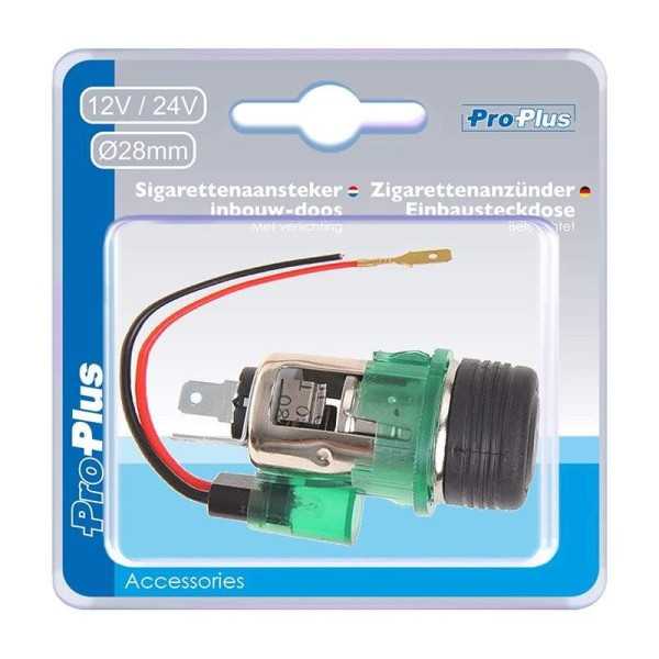 Allume-cigares la prise Ã  encastrer avec Eclairage 12V dans blister