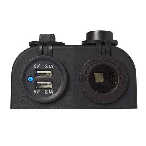 Kit de montage en surface: prise DIN et Prise-USB double 2x2100mA |...