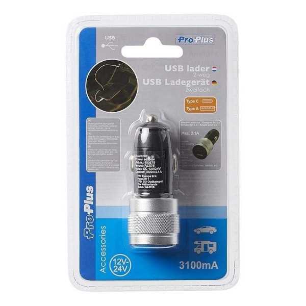Chargeur allume cigare double USB type A et C 12V 24V 3100mA | ProP...