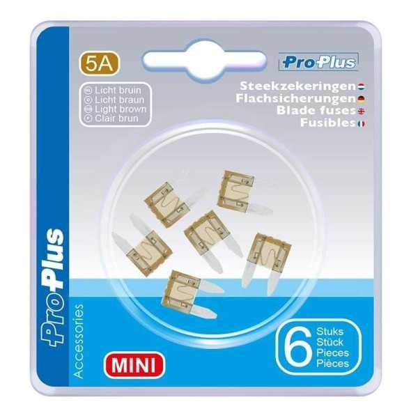 Fusibles mini 5A brun pÃ¢le 6 piÃ¨ces dans blister