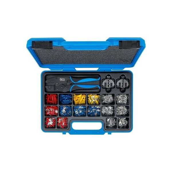 Pince Ã  sertir avec 2 paires de mÃ¢choires avec assortiment de cosses 1000 piÃ¨ces