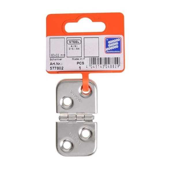 Charnière 60x39mm, A2 RVS AISI 316, 4 trous | ProPlus | Charnière &...