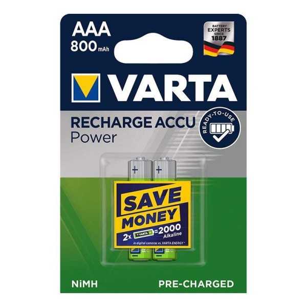 Varta Recharge Accu Power piles AAA 800 mAh 2 piÃ¨ces dans blister (DECT tÃ©lÃ©phone)