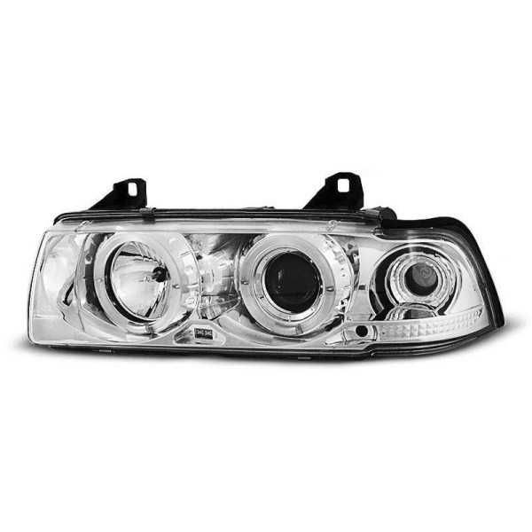 PHARES ANGEL EYES CHROME convient BMW E36 S 12