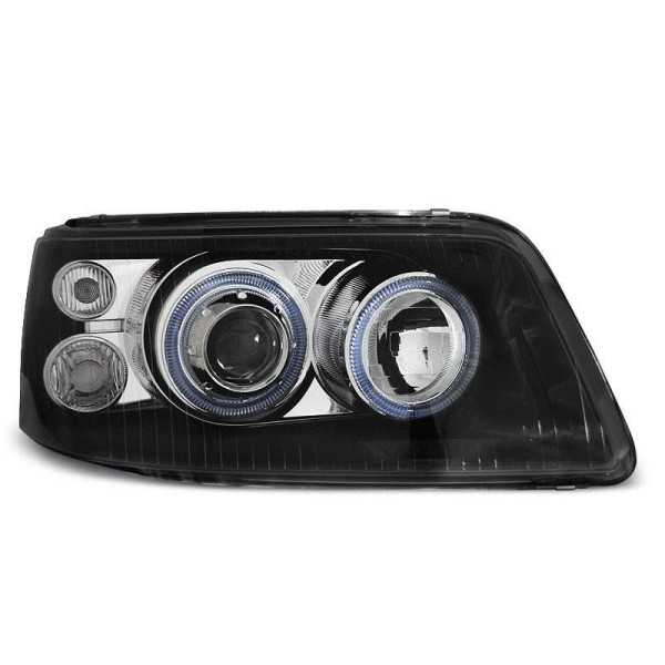 Phares Ã  double jantes Halo adaptÃ©s pour VW Transporter T5 (04.2003-08.2009) Angel Eyes Black