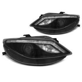 PHARES DAYLIGHT NOIR avec LED convient SEAT IBIZA 6J 06