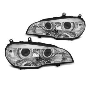 XENON ANGEL EYES LED DRL CHROME convient BMW X5 E70 07-10