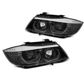 PHARES ANGEL EYES LED 3D NOIR convient BMW E90 / E91 05-08