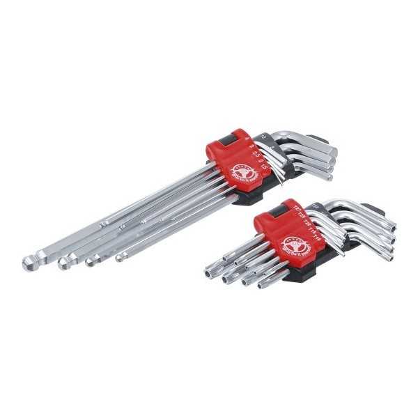 Jeu de clÃ©s coudÃ©es longues profil T pour Torx T10 â€“ T50 / six pans femelle 1 5 10 mm 18 piÃ¨ces