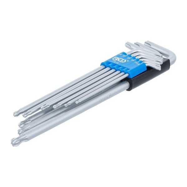 Jeu de clÃ©s coudÃ©es extra long Profil T pour Torx avec tÃªte sphÃ©rique T10 T50 mm 9 piÃ¨ces
