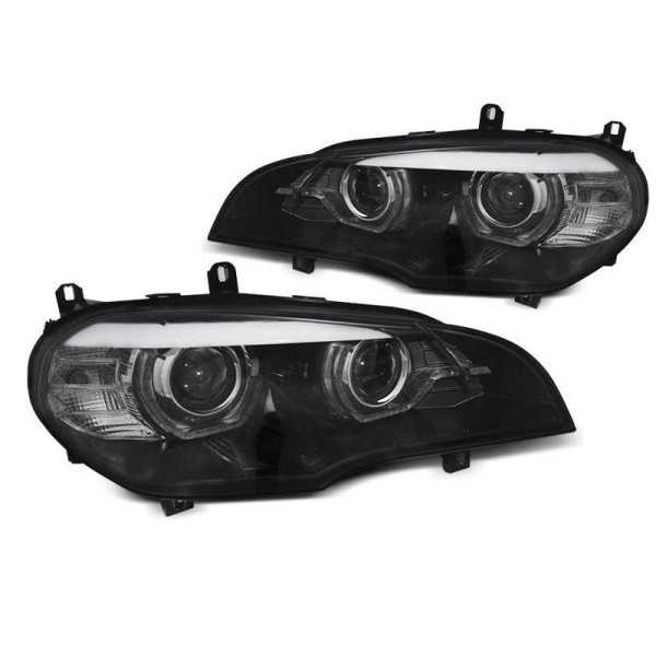 LED PHARES ANGEL EYES LED DRL NOIR convient BMW X5 E70 07-13 (XENON OEM)