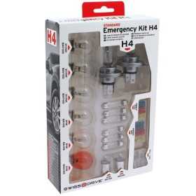 COFFRET D'AMPOULES DE REMPLACEMENT H4 + 18 AMPOULES + 12 FUSIBLES