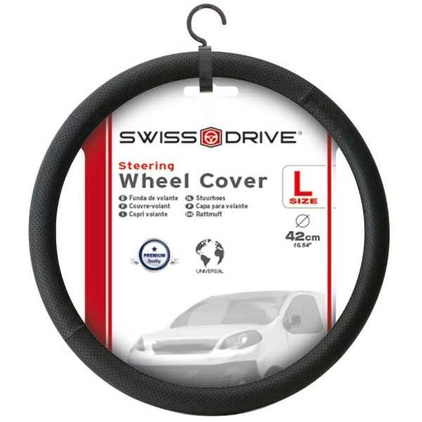 COUVRE VOLANT 37-39CM LUXE CUIR NOIR