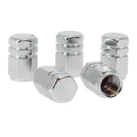 BOUCHONS DE VALVE HEXAGONAUX ARGENT 5PCES