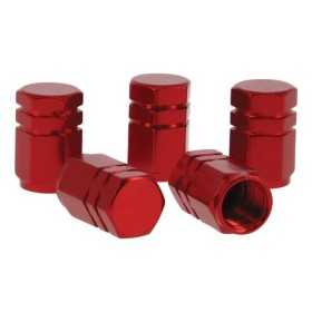 BOUCHONS DE VALVE HEXAGONAUX ROUGES 5PCES
