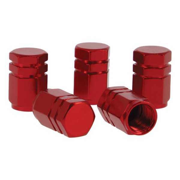 BOUCHONS DE VALVE HEXAGONAUX ROUGES 5PCES